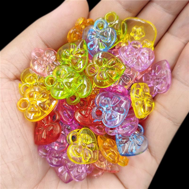 Creative Mixed Colours Necklace Bracelet Pendant For Jewelry Making Transparent DIY Crafts Wholesale Loose Beads 20/40Pcs Drop Heart Arrow