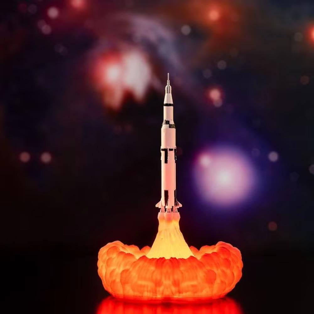 Светодиодный ночник с 3D-принтом в виде ракеты-носителя, ночник с USB-перезаряжаемой космической лампой для детского подарка на Рождество, день рождения