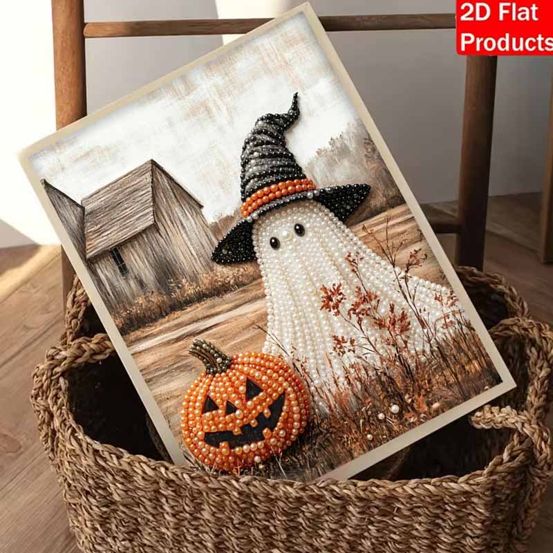 Halloween pearl painting art full pearl handmade diy ghost and pumpkin home decorations