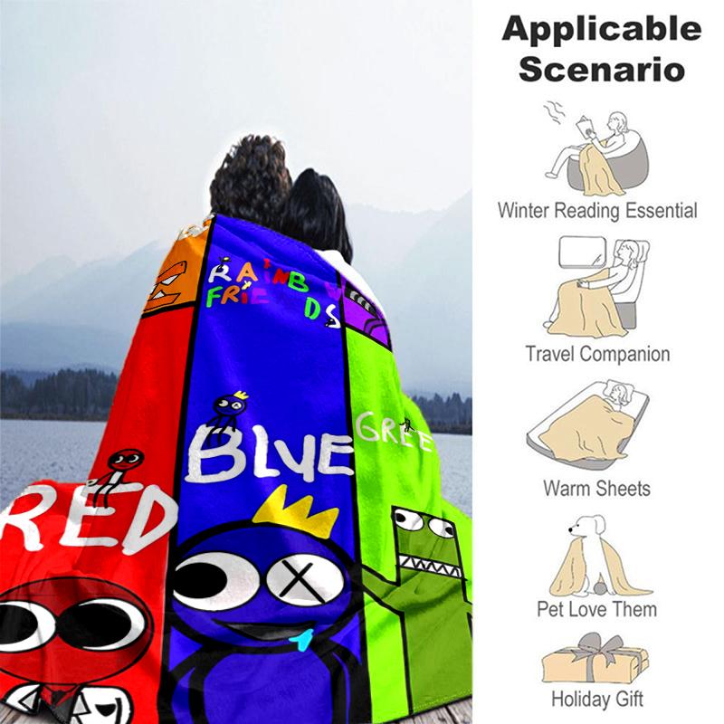 1pc Blanket Rainbow Friends1 Print Design, Lightweight Blanket for Sofa, Bed- Soft &Warm, Gift for All Seasons like Christmas, Halloween