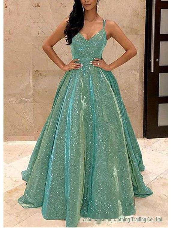 2024 Stylish Cross-Border Slim Evening Gown with Atmospheric Flash Design