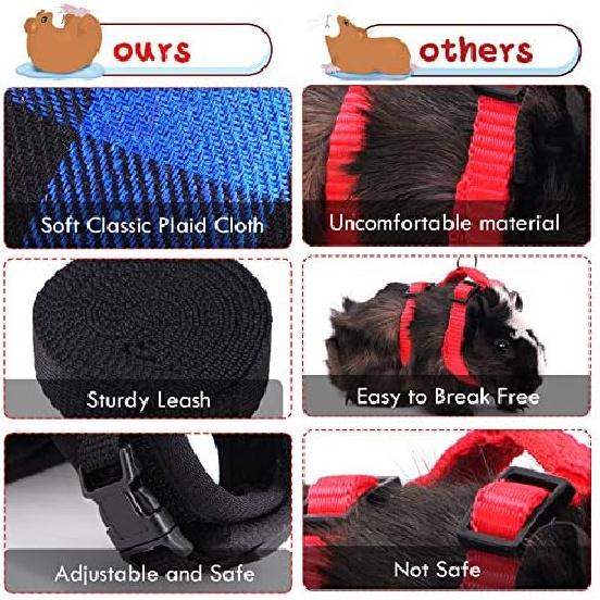 2 Pieces Guinea Pig Harness and Leash with Safety Bell Adjustable Hamster Ferret Harness and Leash Set No Pulling Walking Vest for Ferret Chinchilla