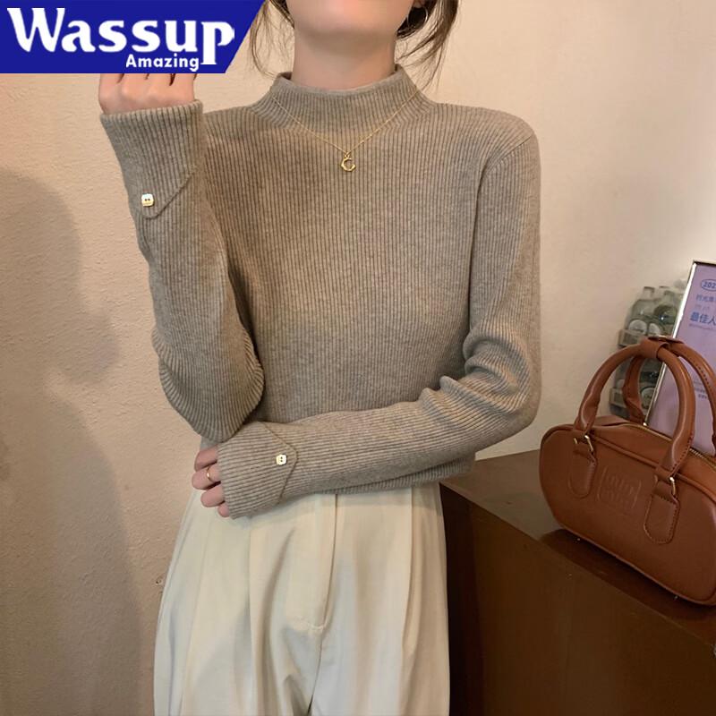 Женский вязаный свитер WASSUP с высокой горловиной