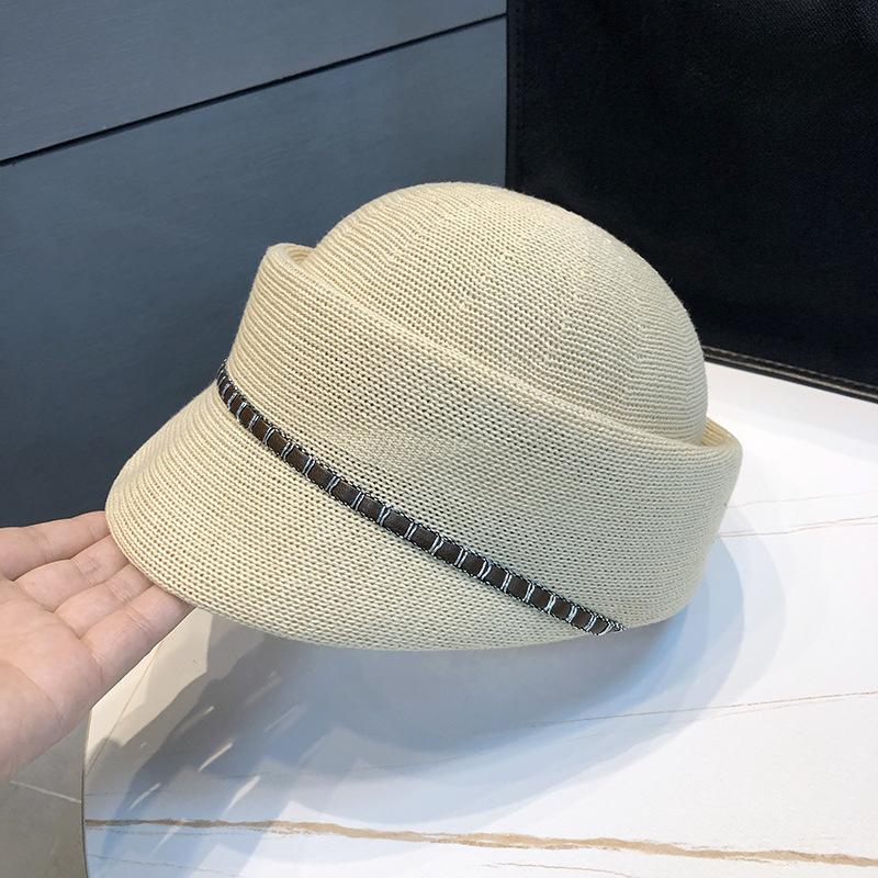 2023 Summer Japan Mesh Pu Webbing Decoration Plant Fiber Grass Leisure Lady Baseball Hat Women Visors Equestrian Cap