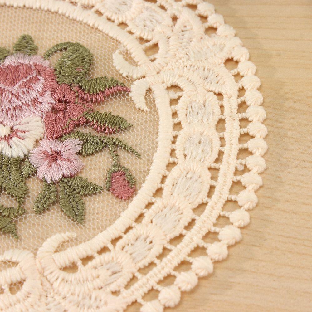 Embroidery Fabric Table Decoratio Insulation Mat Plate Mats Lace Coaster Coffee Cups Coasters