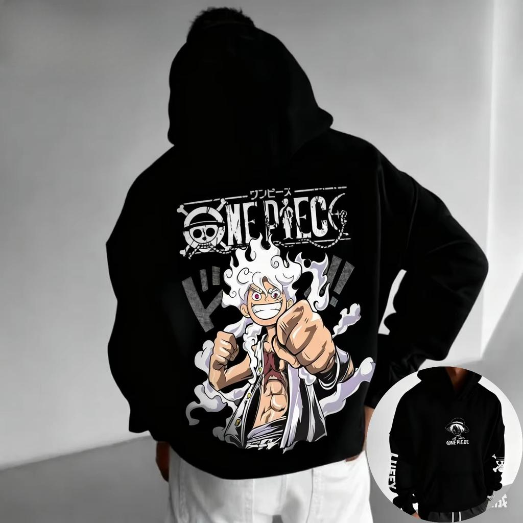 Аниме One Piece Gear 5 Nika Luffy Худи Унисекс Харадзюку Хип-Хоп Панк Оверсайз Худи Свободное Уютное и Универсальное