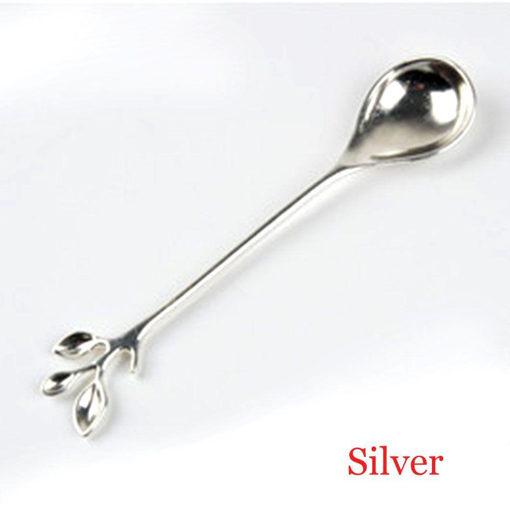 Kitchen Dining Bar Branch Shape Royal Style Mini Dessert Spoon Flatware Small Coffee Spoon Cutlery