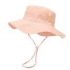 New Solid Color Kids' Bucket Hat with Windproof Rope: Breathable, Foldable, and Sun-Protective for Summer