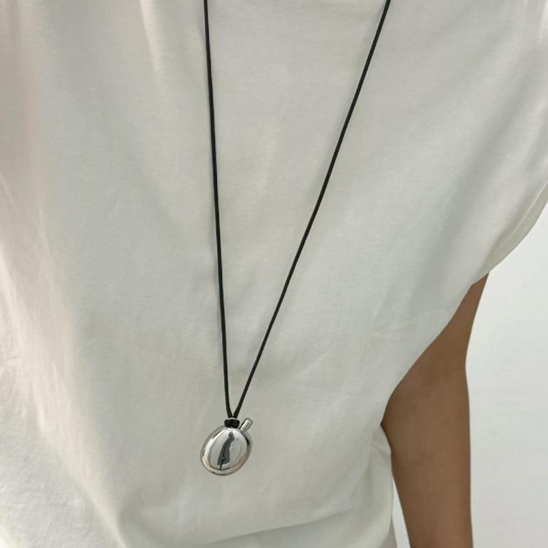 Простое черное кожаное длинное ожерелье из веревки для женщин и девочек, подвеска в виде бутылки с водой, цепочка для свитера, ювелирные изделия, аксессуары, подарки