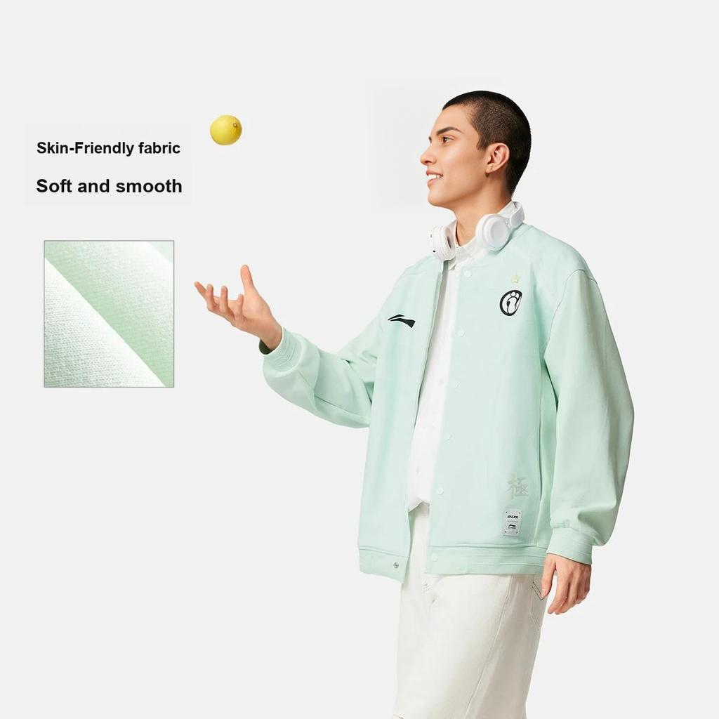Li Ning X LPL Коллаборация Серия Спортивный Стиль Жизни Простая Удобная Свободная Повседневная Куртка Куртка Унисекс Мягкий Водяной Голубой AFDU781-1