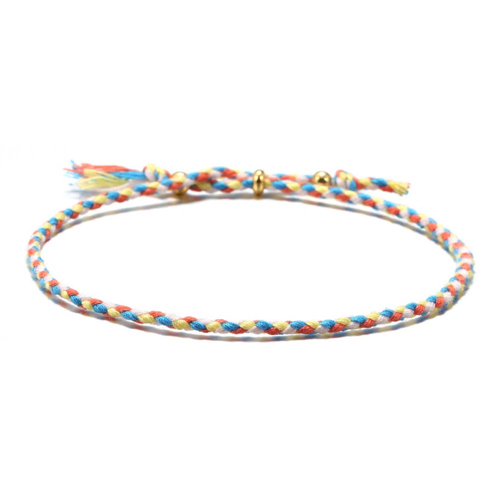 Copper Bead Girls Colorful Polyester Thread Fashion Accessories Braid Hand Rope Woven Bracelet