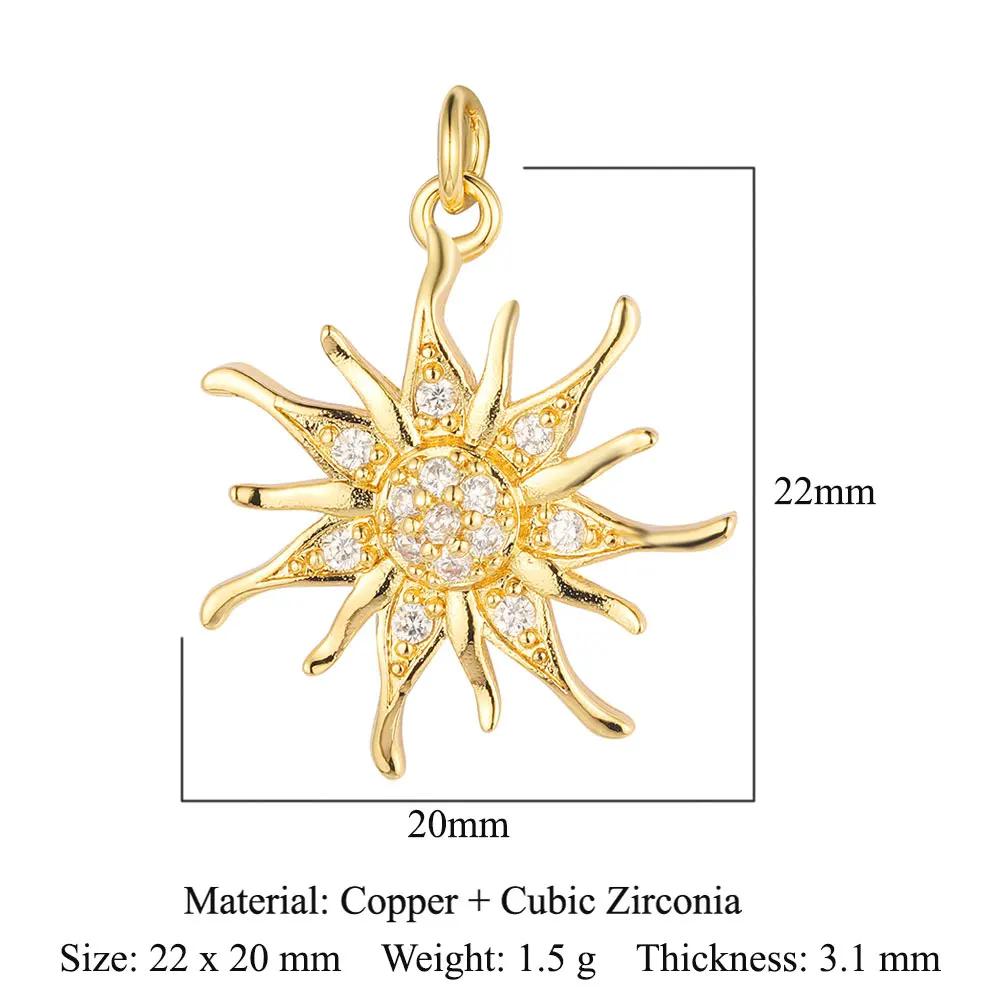 Snowflake Heart Copper Zircon DIY Jewelry Charms Sun Moon Dolphin Star Evil Eye Dragonfly Bracelet Earring Making