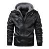 Spring and Autumn Men's Jacket Pu Hooded Jacket Men's Youth Leather Jacket Fake Two-piece Jacket
