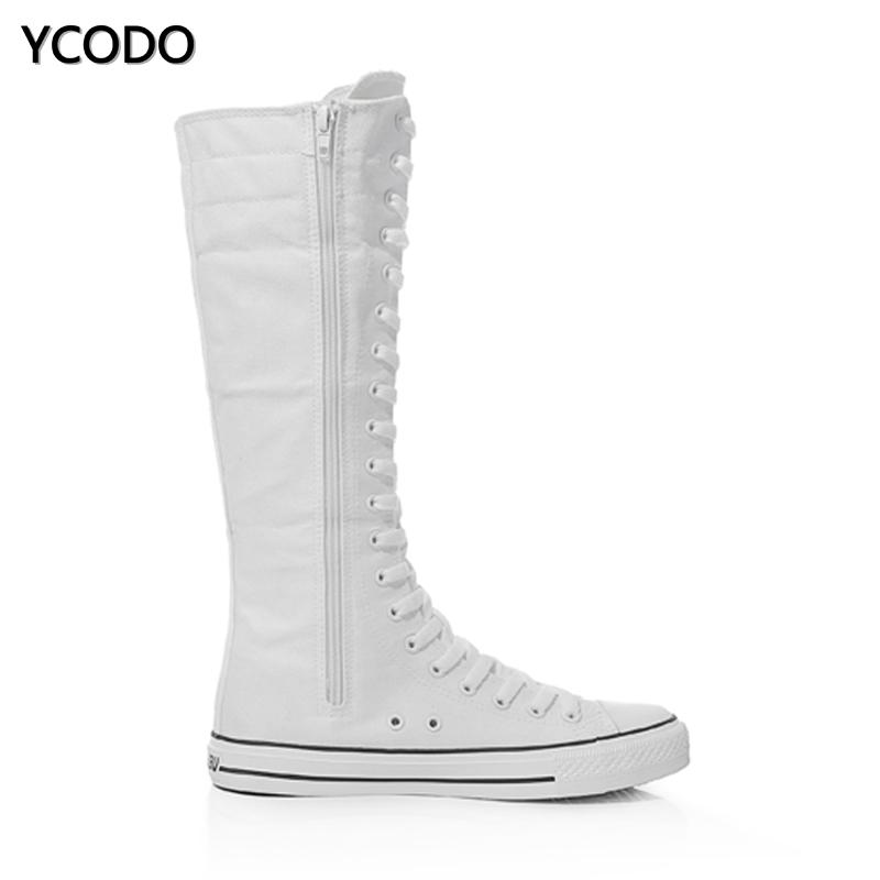 Весенне-осенние женские ботинки, парусиновые сапоги до середины икры, повседневная обувь с высоким берцем, длинные сапоги, удобные ботинки на плоской подошве со шнуровкой, размер 34-43