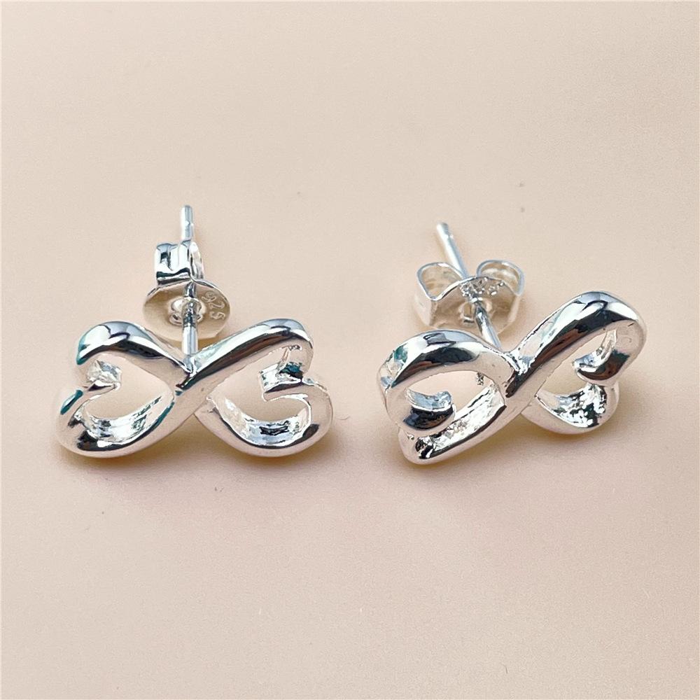Посеребренные серьги Серебряные серьги S925 серебряные украшения простые серьги с бантом из 8 символов серьги украшения для девочек
