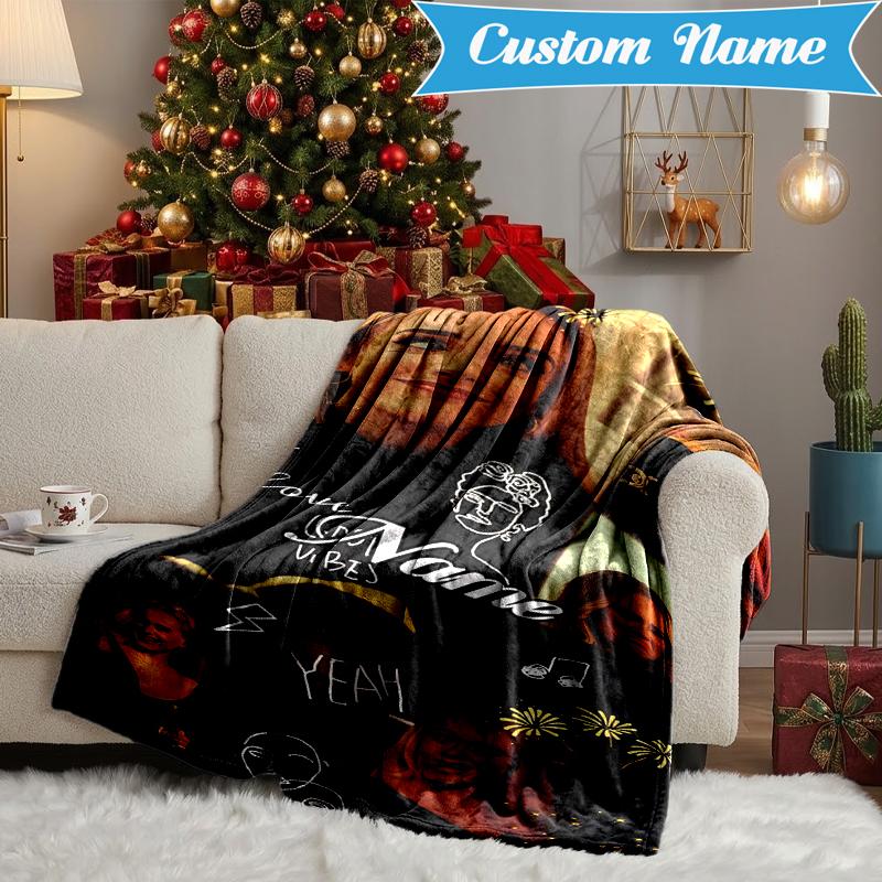 Custom Name Vibes Music Adele Blanket Lightweight Ideal Bedding Blanket Perfect for Travel, Camping, Living Rooms, Sofas, Christmas gift