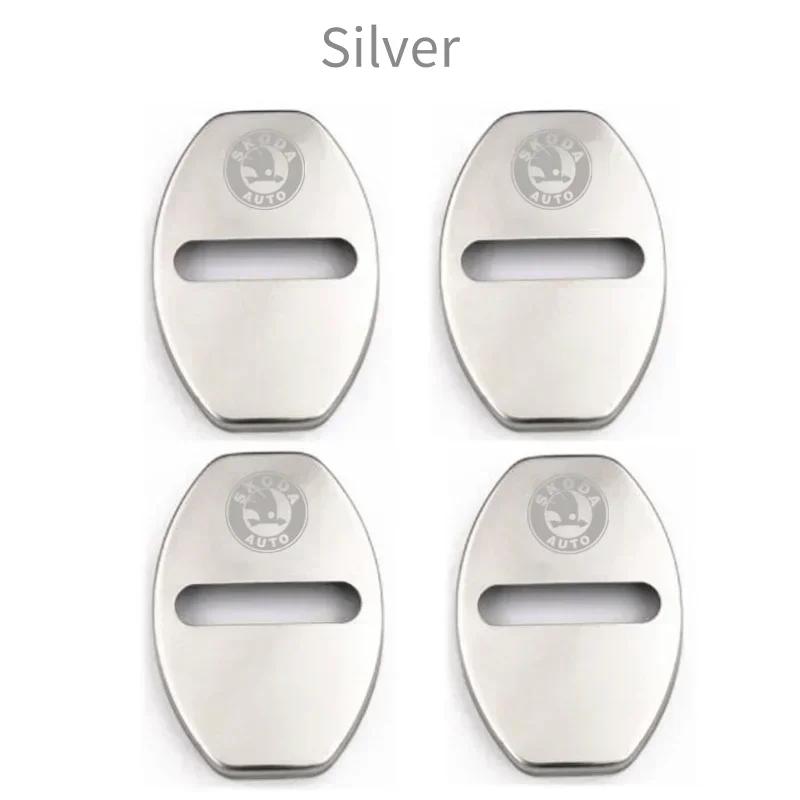 YSAG7 Car Door Lock Cover for SKODA Emblem Octavia Superb Kodiaq Fabia Rapid Spaceback Karoq Yeti Kamiq Metal Sticker Badge Decoration