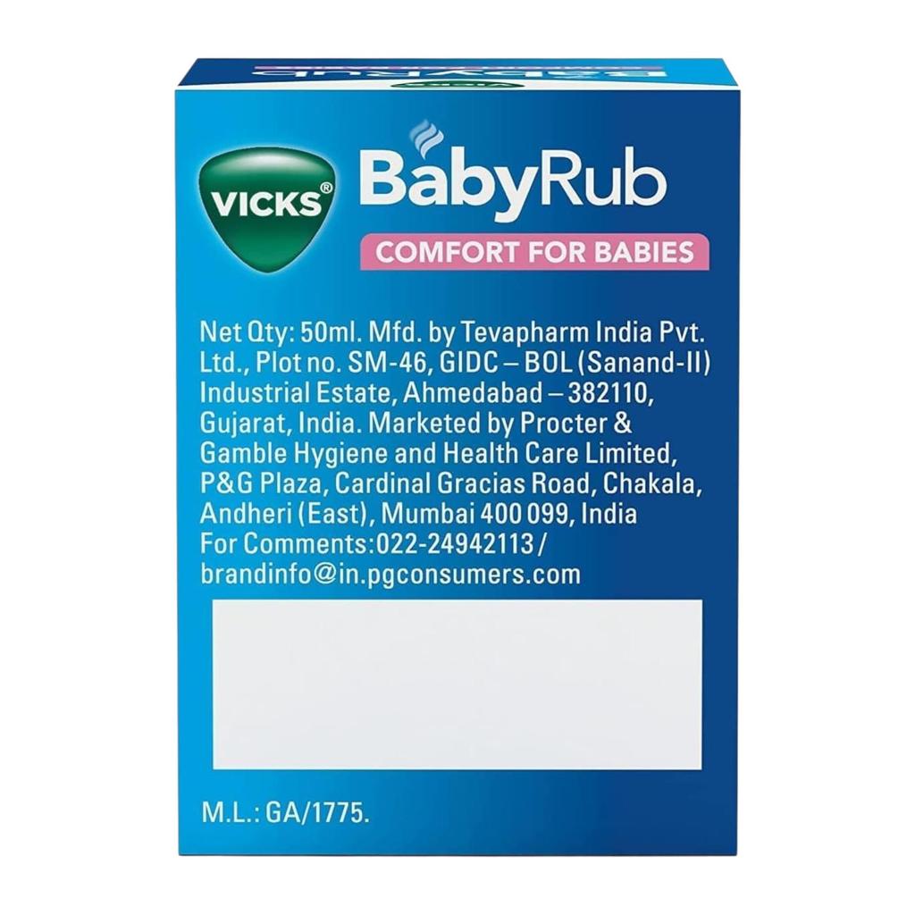 Vicks BabyRub 50 Ml Baby Moisturizing Balm For Soothing And Relaxing Gentle Infant Care Massage Ointment Pack Of 1