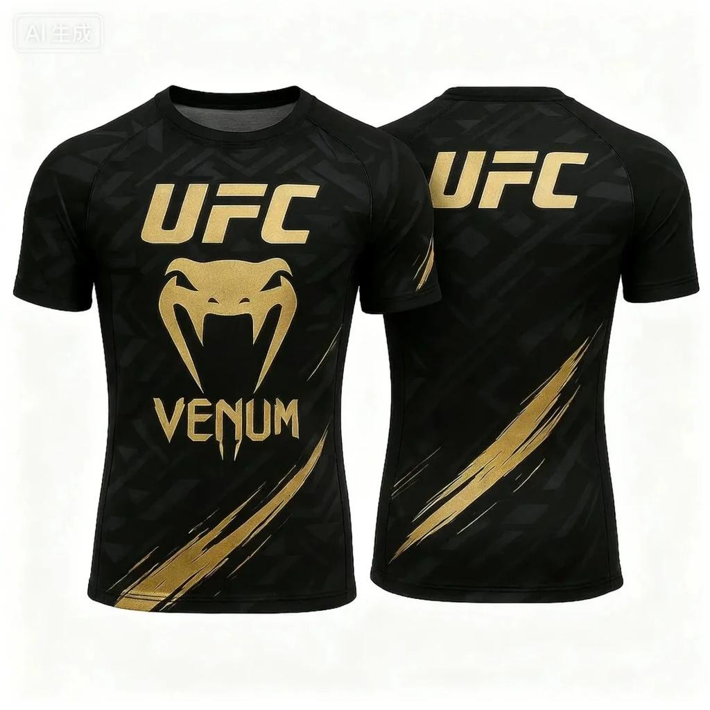 T-shirt Fashion Quick Drying Casual Breathable O-neck Short Sleeve Tops Summer Selling UFC Boxing Fighting Competition