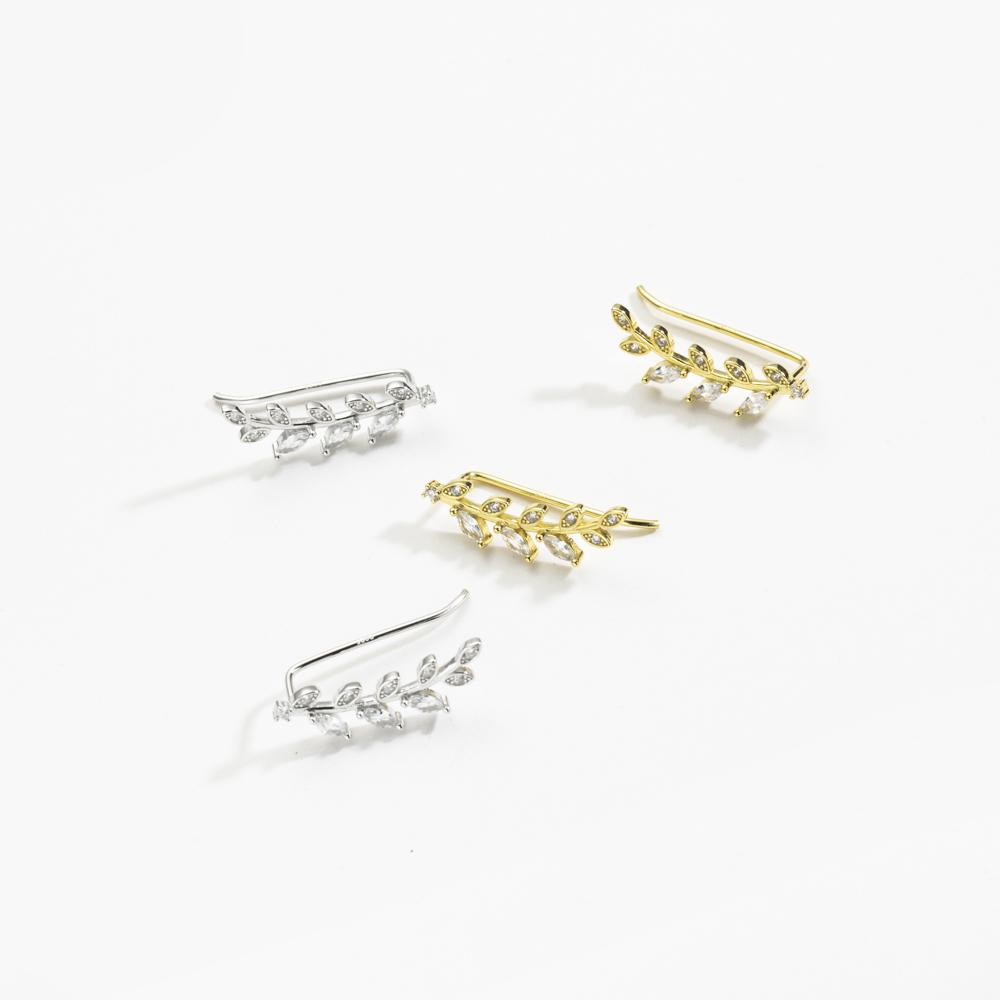 ANDYWEN Серьги из стерлингового серебра 925 пробы с золотыми листьями и цирконами, длинные, 22,5 мм, простые, роскошные, подарок на весну 2023 г. ко Дню святого Валентина