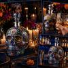 Decorative Glass for Home Bar Day of The Dead Wine Glass, with 3D Relief Painting, Hand-Painted Thickened Borosilicate Glassware Gothic Skull Whiskey
