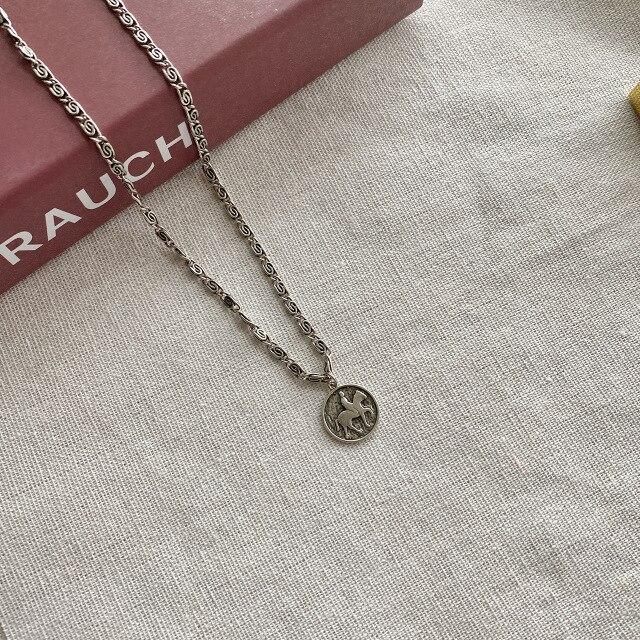 Ожерелье из стерлингового серебра 925 пробы, винтажное состаренное ожерелье, бесплатная подвеска в виде совы, корейское женское ювелирное украшение для вечеринки, ожерелье для женщин