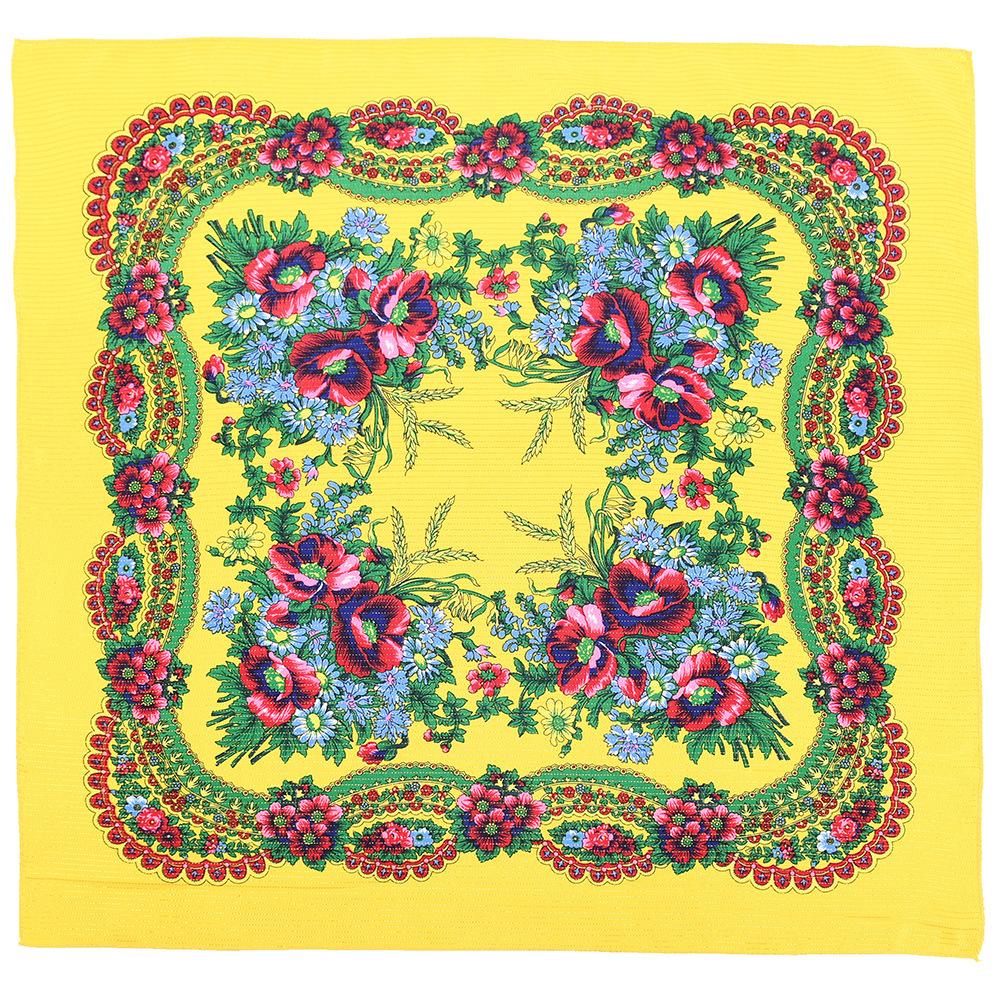 70*70 см золотой нитью с цветочным принтом русский квадратный шарф для женщин