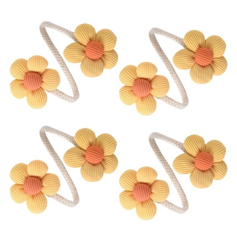 Colorful Flower Curtain Ties Clips Set of 4 Decorative Drapery Holders Holdbacks Metal Rope Tiebacks for Window Decors