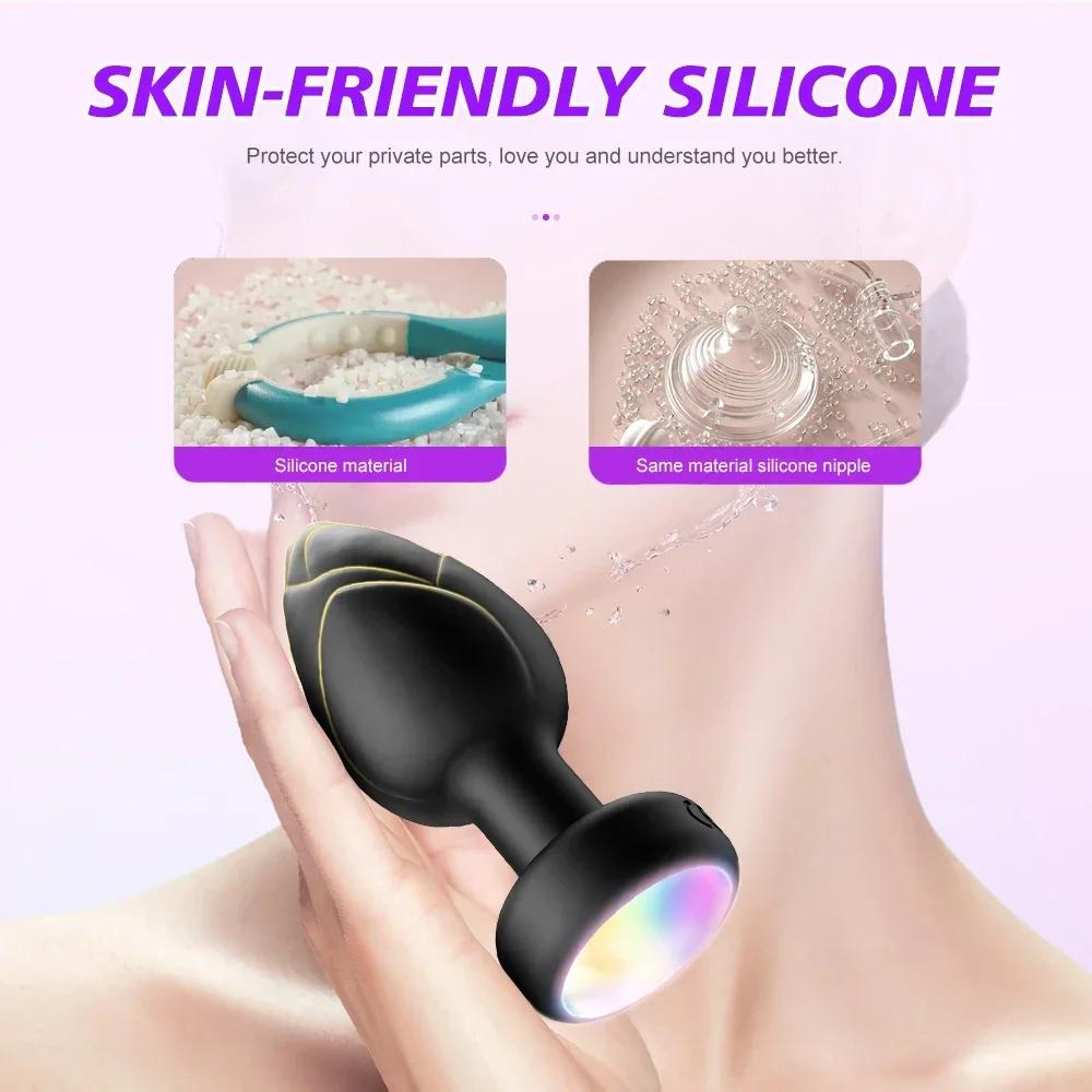 Анальный вибратор Секс-игрушки для мужчин Беспроводной пульт дистанционного управления Анальная пробка Анальная пробка Светодиодная подсветка Мужской массажер простаты Вибрирующие секс-игрушки для женщин