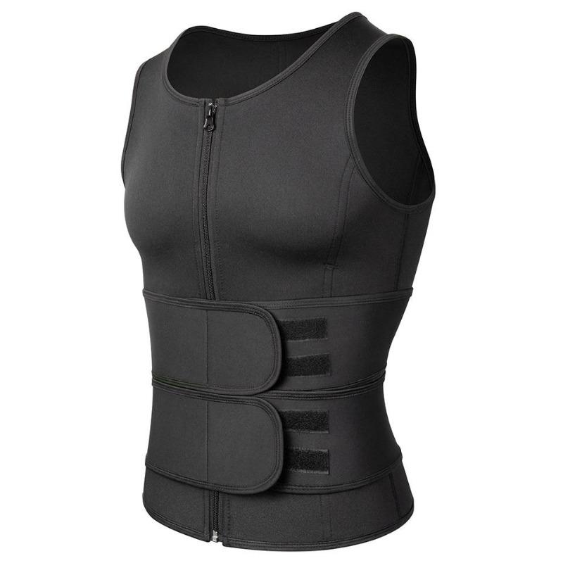 Men's Double Belt Vest Shapewear Reinforcement Sweat Fat Burning Exercise Rubber Corset Waist Exercise Waist Compression Belt