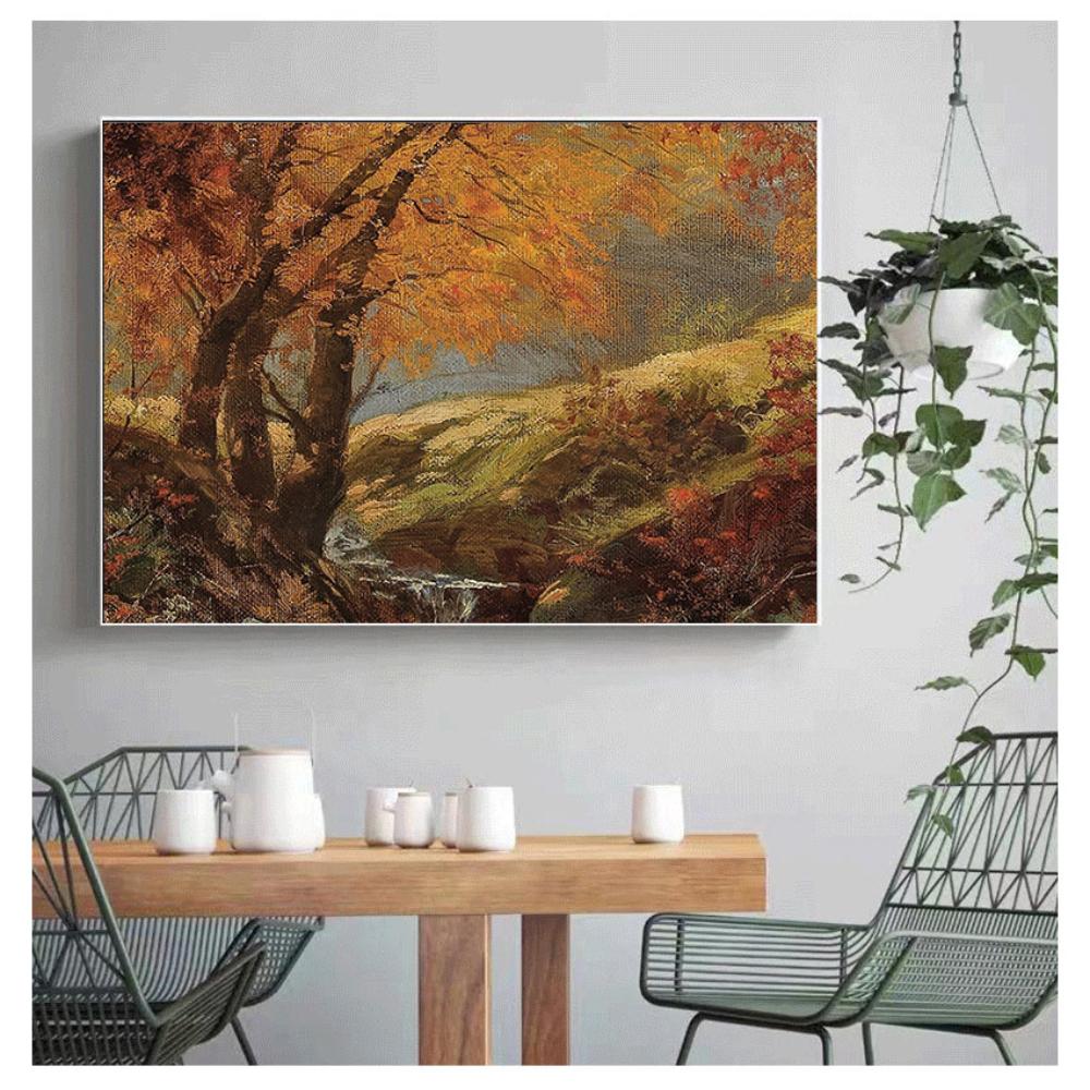 Nature Country Landscape Oil Painting Poster Vintage Canvas Print Country Green Wall Art Picture Farmhouse Home Decoration