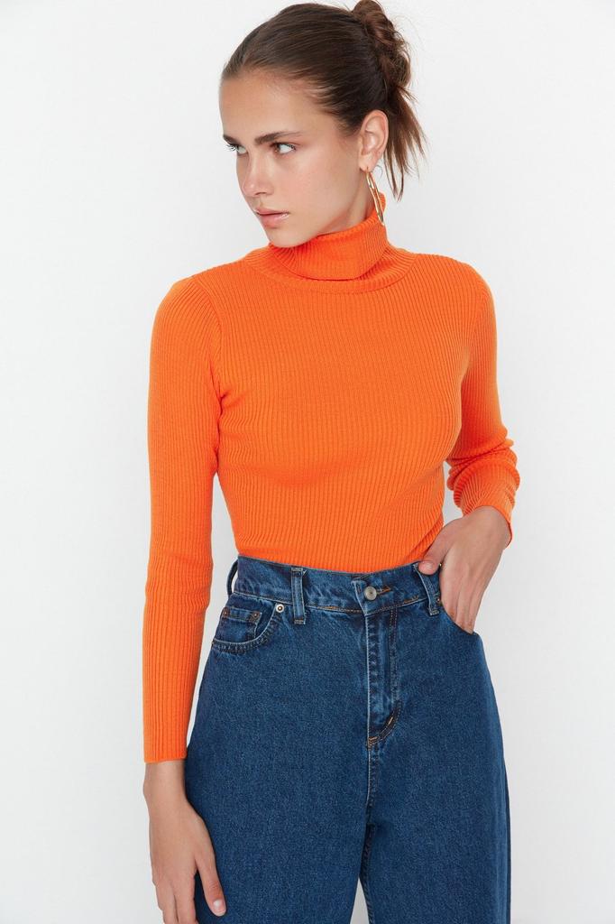 Women's Elegance Style Sweater Green Basic Turtleneck Knitwear Sweater