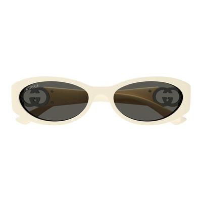 Gucci Дизайн логотипа Литые под давлением Неправильной формы Солнцезащитные очки Унисекс Пара Белый
