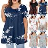 Ladies Round Neck Printed Short Sleeve Top Loose Casual Short Sleeved Plus Size Tops