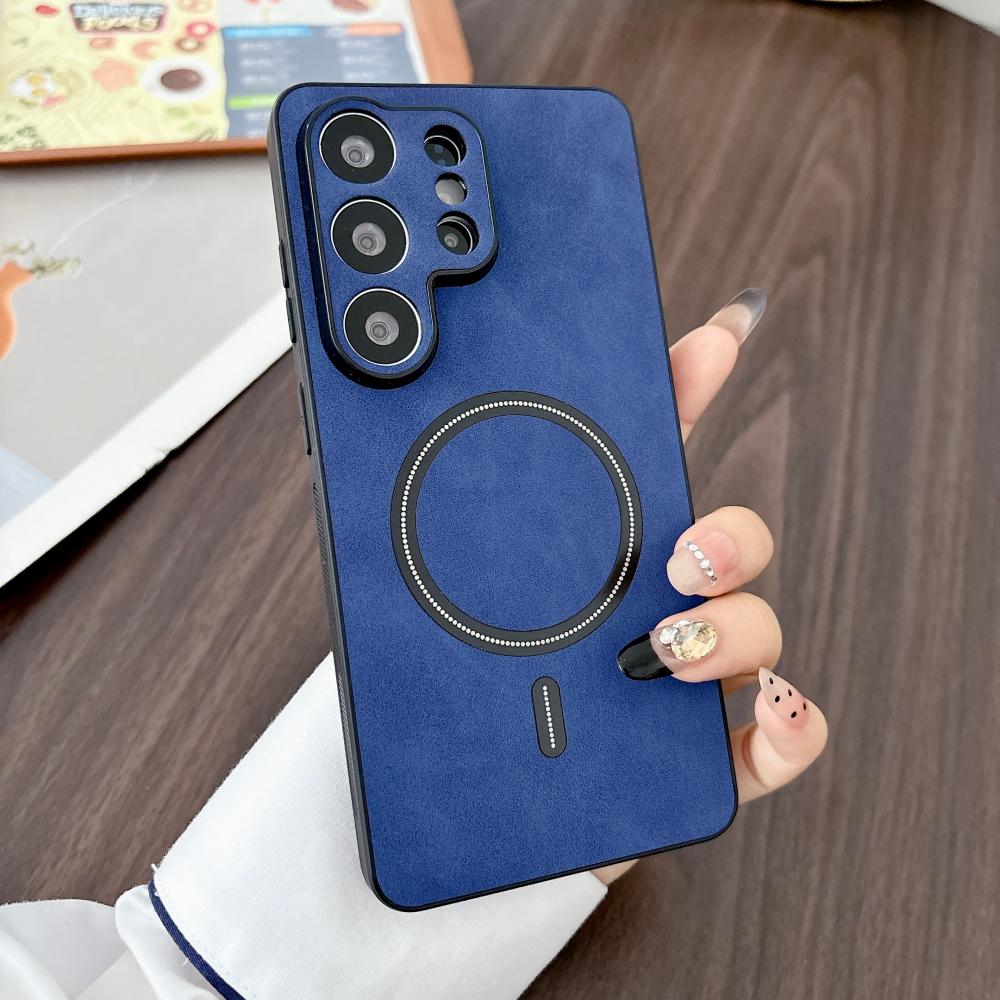 Магнитный кожаный чехол для телефона S26 Ultra для Samsung Galaxy S26 Ultra S25 S24 FE S23 S22 S21 Plus Беспроводная зарядка Ударопрочный чехол