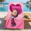 Custom Name Pink Heart Stylish Digital Printing Beach Towel Quick‑Drying Absorbent Blanket for Beach Pool Gym Travel
