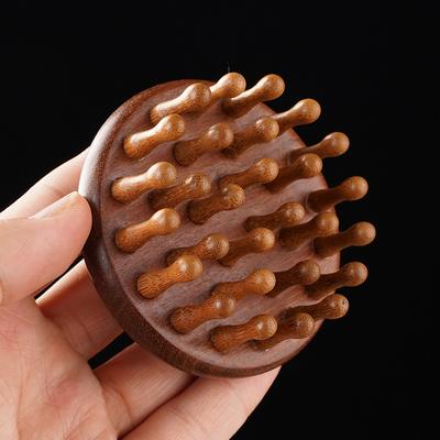 Многофункциональная массажная расческа Массажные инструменты Портативные расчески с круглыми зубцами Гуаша Деревянная терапия Массажер для кожи головы и головы с кольцом