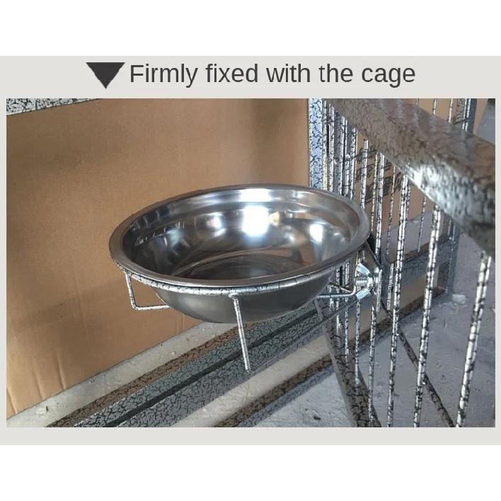 Hanging Stainless Steel Dog Bowl Wall Mounted Cat Pet Water Food Container Feeder Fixed Metal Holder Support Anti-overturn 23cm