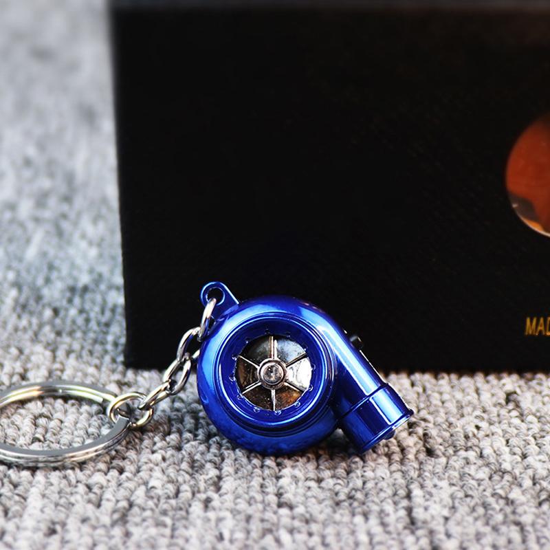 Electric Mini Turbo Turbocharger Keychain Spinning Turbine Key Chain Pendants