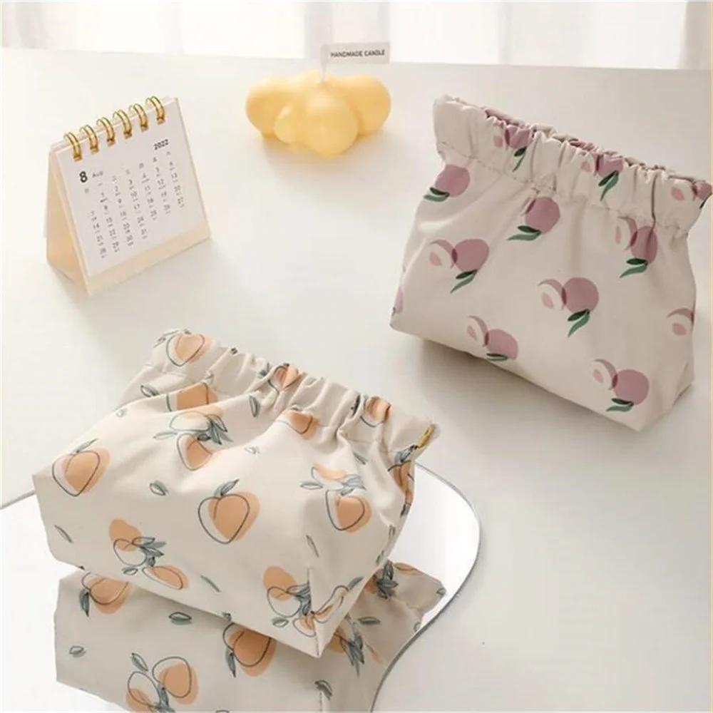 Cute Makeup Bag Cloth Storage Bag Automatic Closure Waterproof Purse Portable Earphone Charging Line Cosmetic Lipstick Jewelry