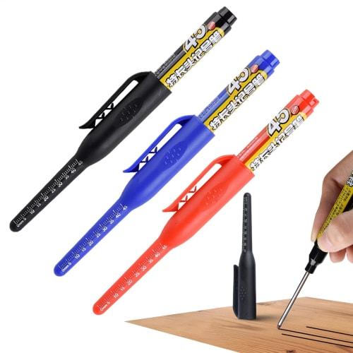 Yazisam Carpenter's Long Tip Marker Pen, Waterproof Construction Markers, 3X Deep Hole, Quick Drying, Multicolor