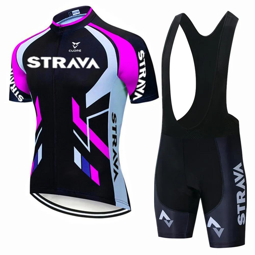 Strava Велоспорт Велосипедный Комплект Джерси МТБ Мужской Велосипедный Майо Летняя Велосипедная Футболка Велосипедные Шорты с Подтяжками Костюм Триатлон Одежда для Горного Велосипеда