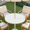 Outdoor Round Table Cover With Umbrella Hole Elastic Edge Waterproof Dustproof Patio Garden Tablecloth