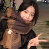 Retro Large Plaid Scarf Women's Winter New High-end Versatile Warm Plaid Shawl Thickened Scarf