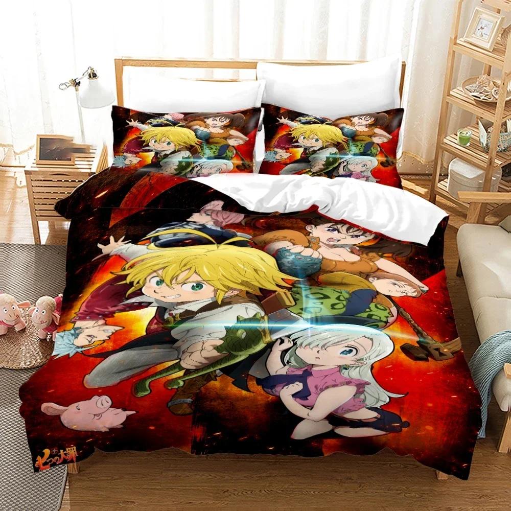 Anime The Seven Deadly Sins Bedding Collections Printed Duvet Cover Bedding Collection Comfortable Breathable Comforter Bed Collection Home Textiles