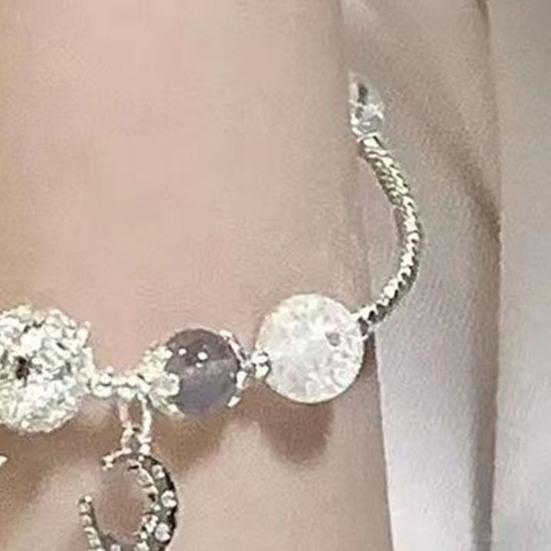 Браслет с подвесками «Звезда и Луна» для женщин, браслеты ручной работы из сплава с искусственными кристаллами и стеклянными нитями, уникальный подарок для нее