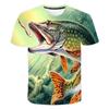 Summer Round Neck 3D Fish Print Top Fashionable Casual Short Sleeved Men's T-shirts