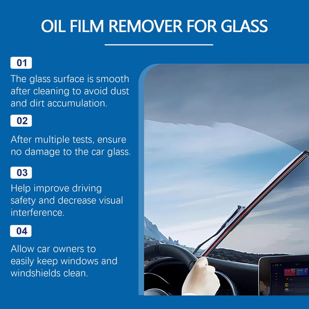 Car Glass Oil Film Remover Auto Windshield Hydrophobic Coating Spray Stain Remover Agent Glass Polishing Clear Auto Detailing