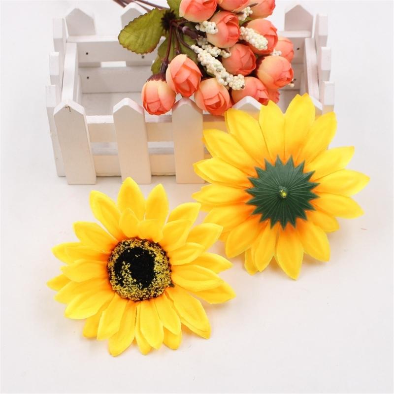 50 Pcs Artificial Flower Yellow False Sunflower 4cm 6cm 10cm Sizes For Handmade Craft Projects