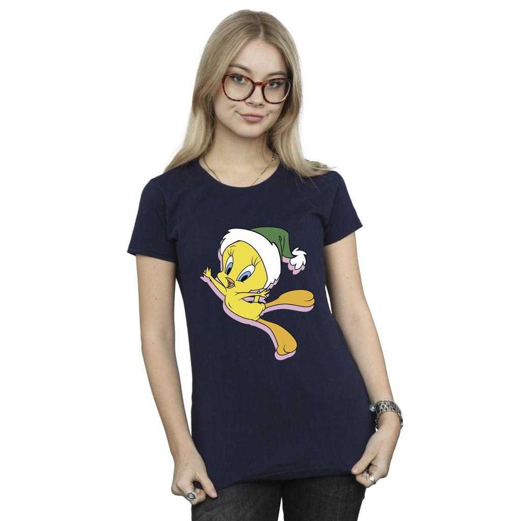 Looney Tunes Womens/Ladies Tweety Christmas Hat Cotton T-Shirt